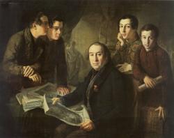 Алексеев Н.М. Портрет А.В.Ступина с учениками. 1838